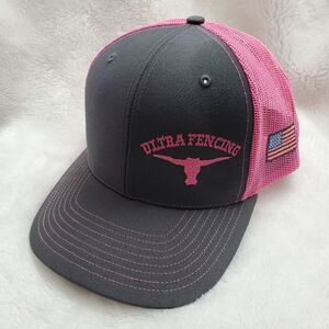 Ultra Fencing Longhorn Pink and Gray Truckers Cap. Snapback